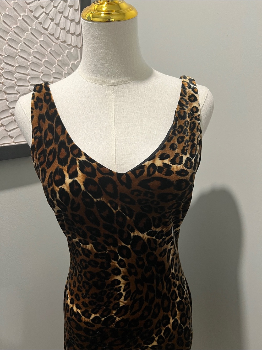 Newport Leopard Print Velvet Bodycon Dress - Brown/Black - Picture 2 of 4